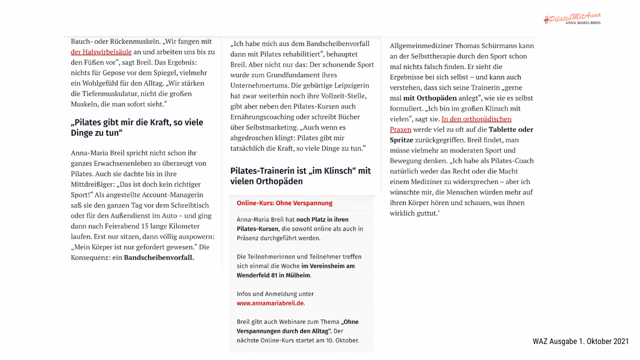 WAZ Artikel Männer im Pilates Oktober 2021 Teil 2 WAZ Artikel Männer im Pilates Oktober 2021 Teil 2