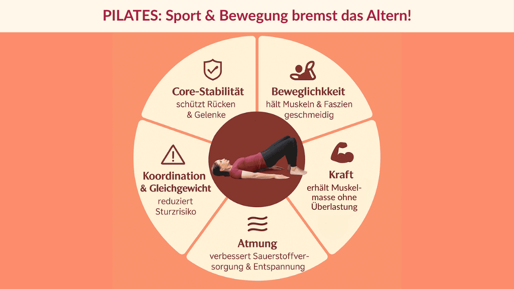 Infografik: PILATES Sport & Bewegung bremst das Altern