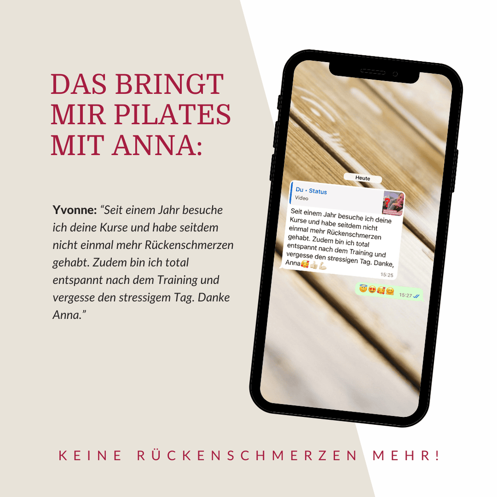 Seit einem Jahr keine Rückenschmerzen mehr - Mockup Testimonial