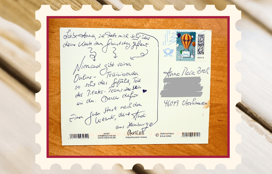 Testimonial Postkarte Onlinetraining