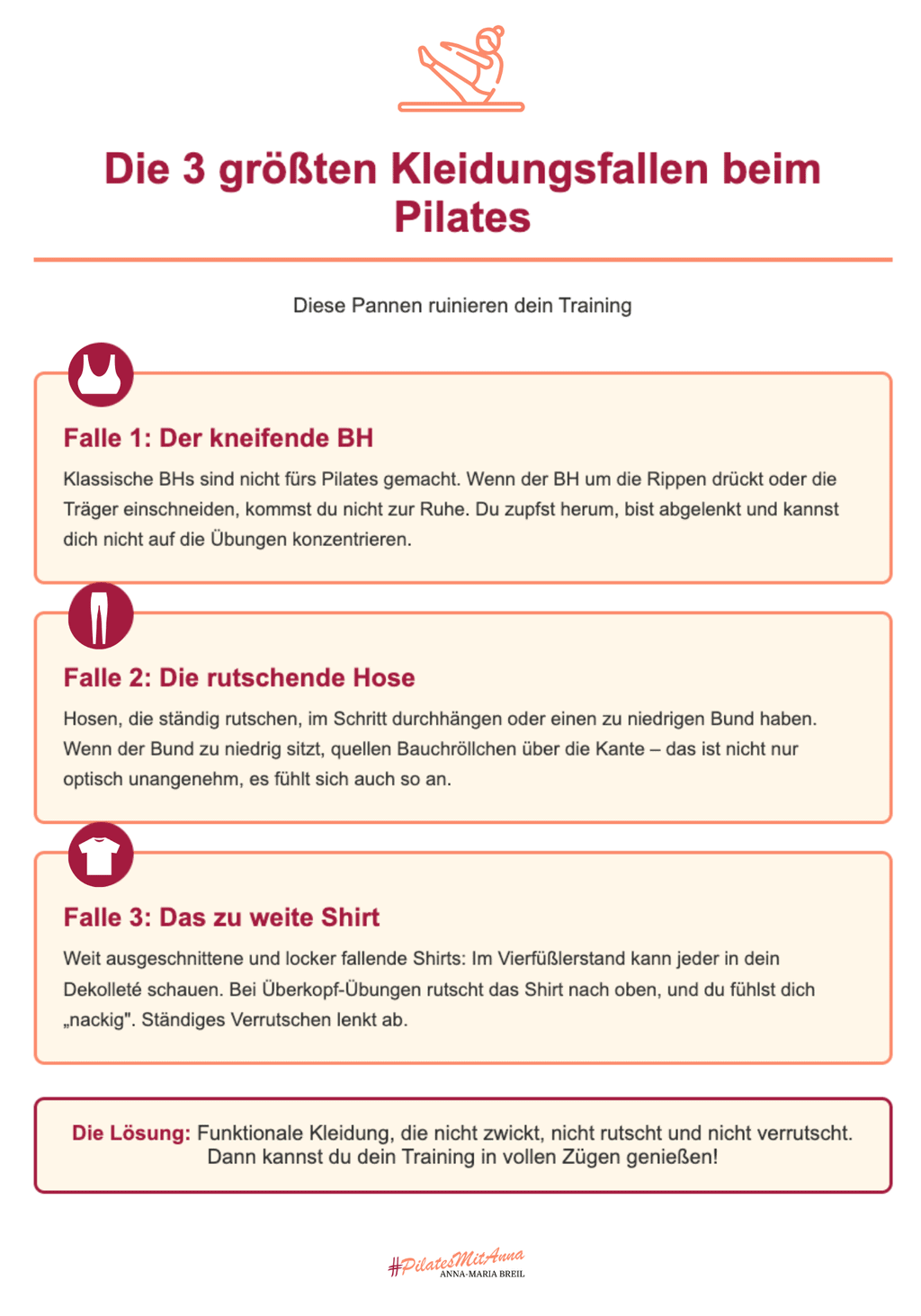 die größten Kleidungsfallen beim Pilates Infografik: die größten Kleidungsfallen beim Pilates