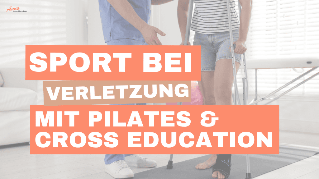 Sport bei Verletzung mit Pilates und Cross Education Titelbild Sport bei Verletzung mit Pilates und Cross Education mit verletzter Person auf Krücken im Hintergrund