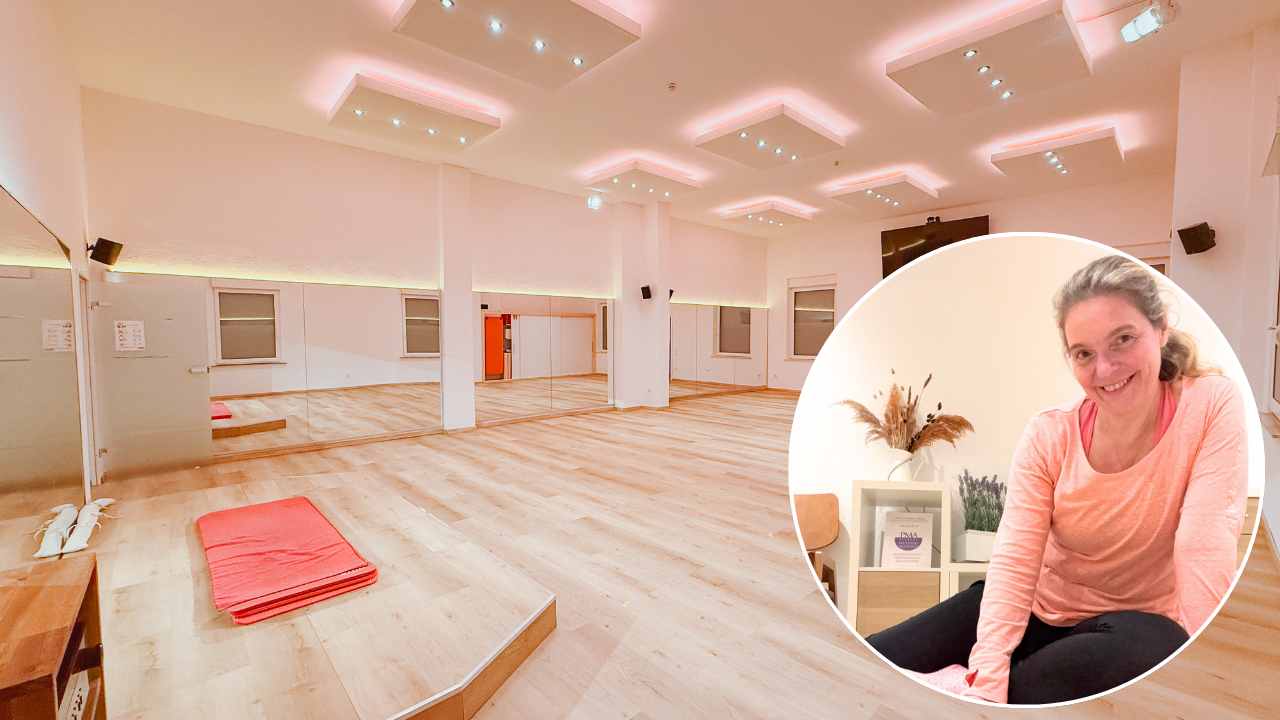 Pilatesstudio Oberhausen Kursraum mit Portrait